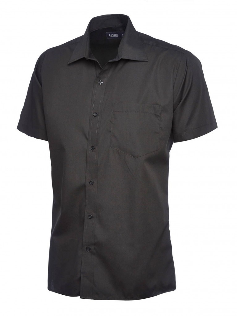 Mens short sleeve deals black dress shirts